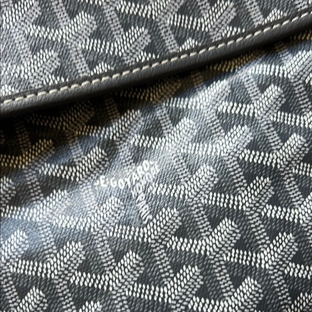 Goyard Patterned Canvas Briefcase with Black and Brown Trim